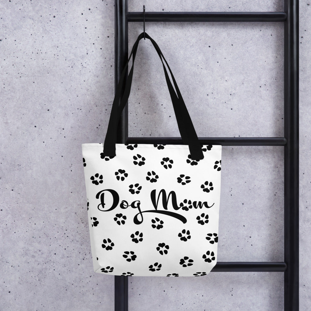 Dog Paw Prints Tote Bag - White & Black