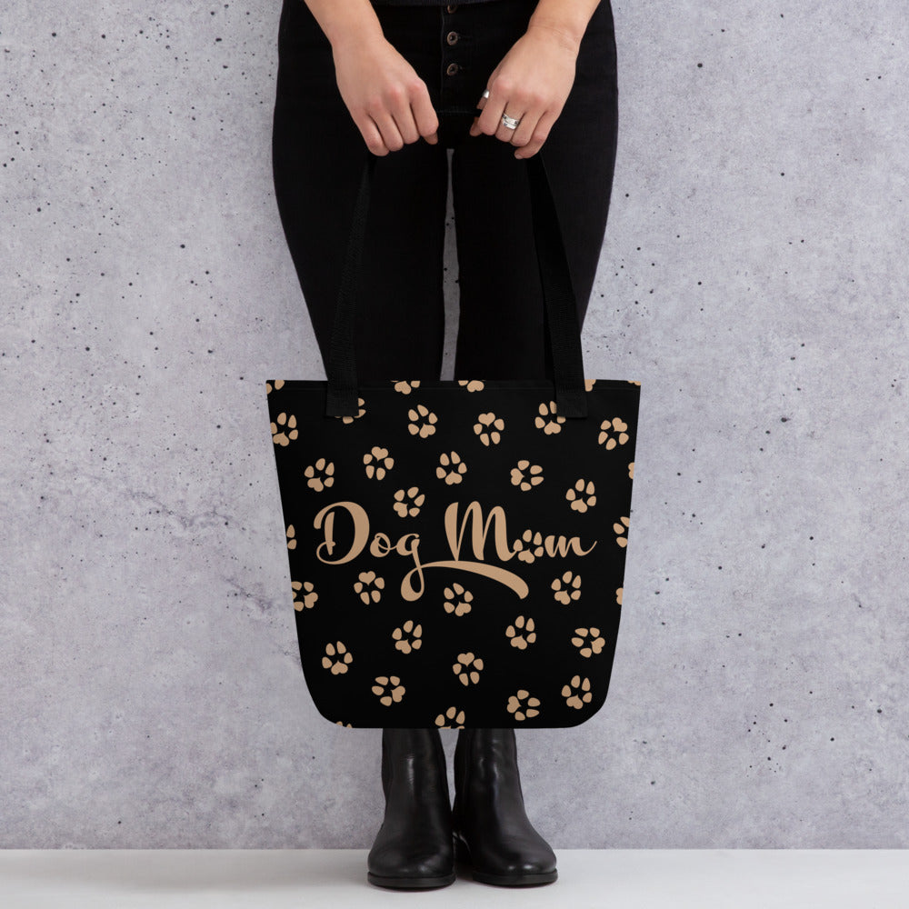 Dog Paw Prints Tote Bag - Black & Gold