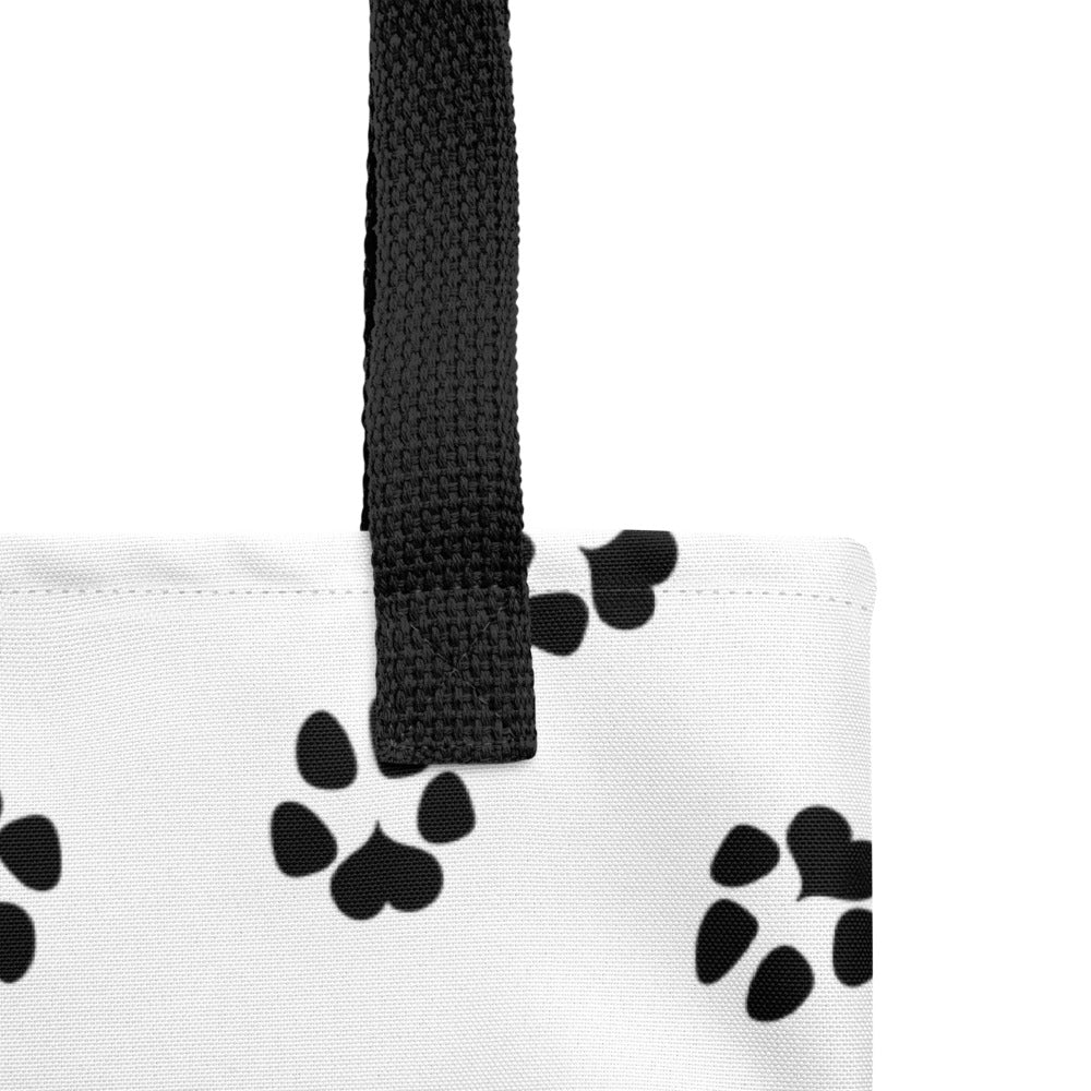 Dog Paw Prints Tote Bag - White & Black