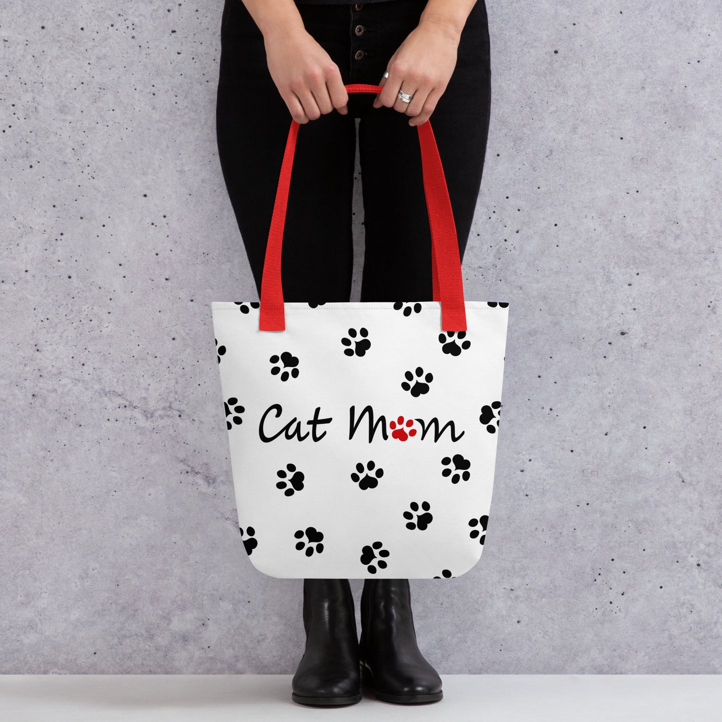Cat Paw Tote Bag - White, Black, Red