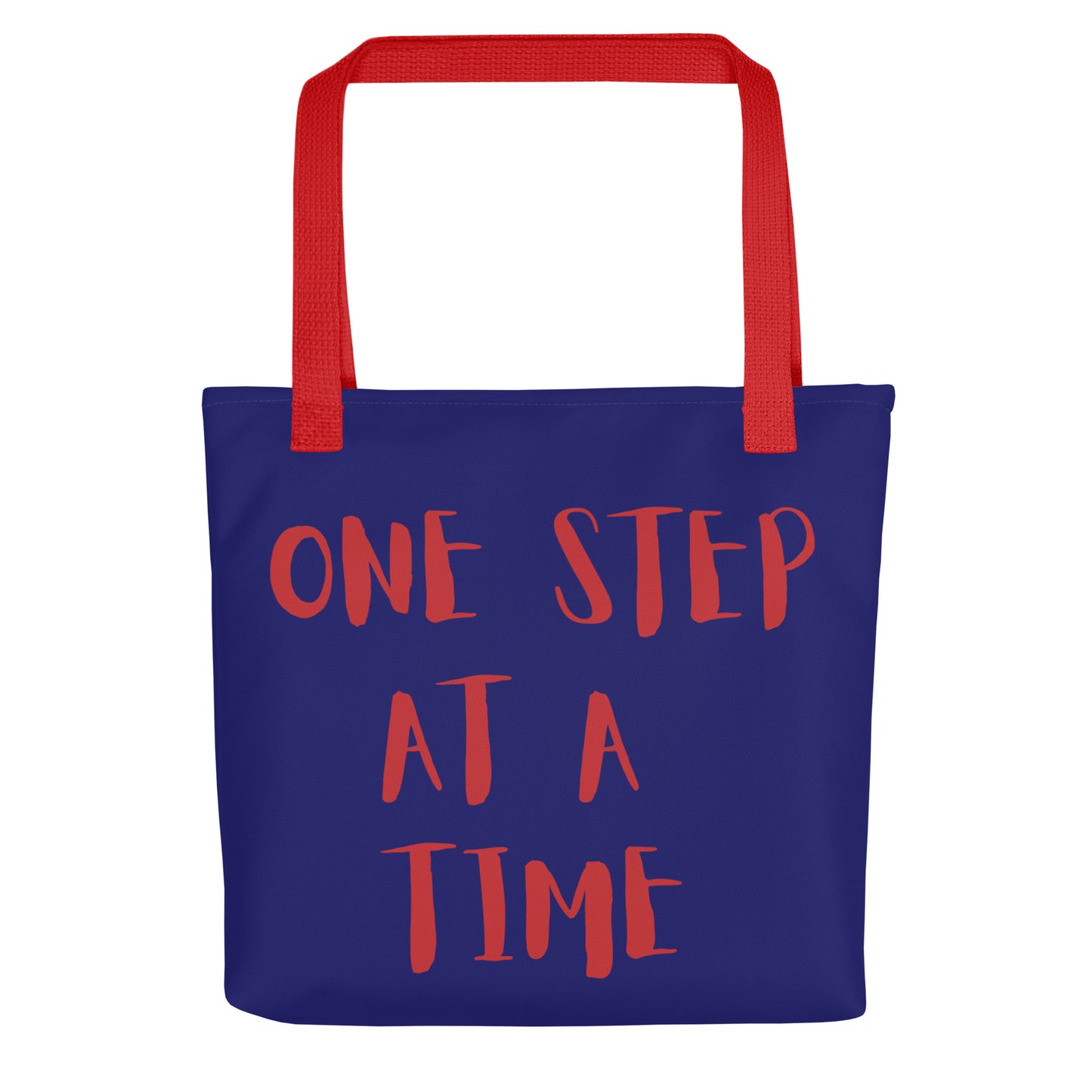 One Step at a Time Tote - Navy / Red
