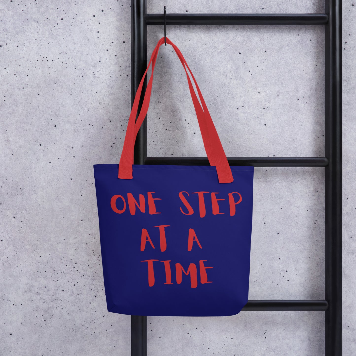 One Step at a Time Tote - Navy / Red