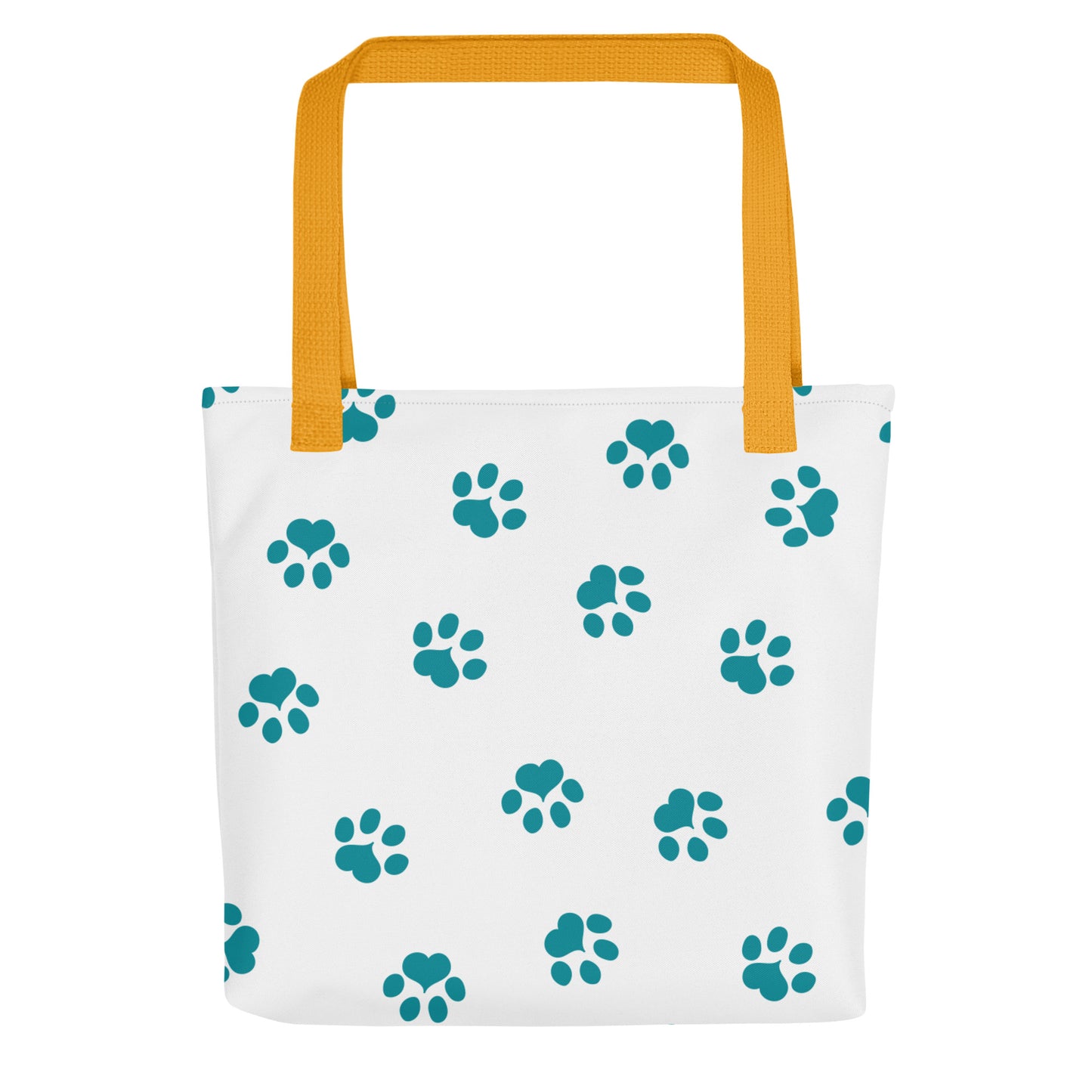 Cat Paw Tote Bag - White, Teal, Yellow