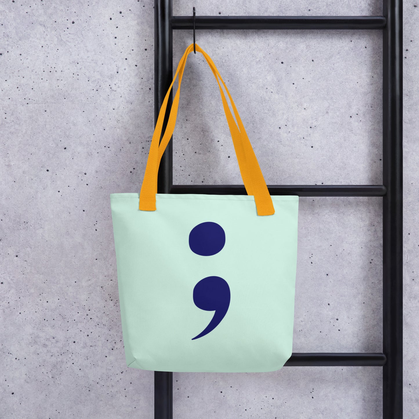 Awareness Tote - Pale Green / Navy / Warm Yellow
