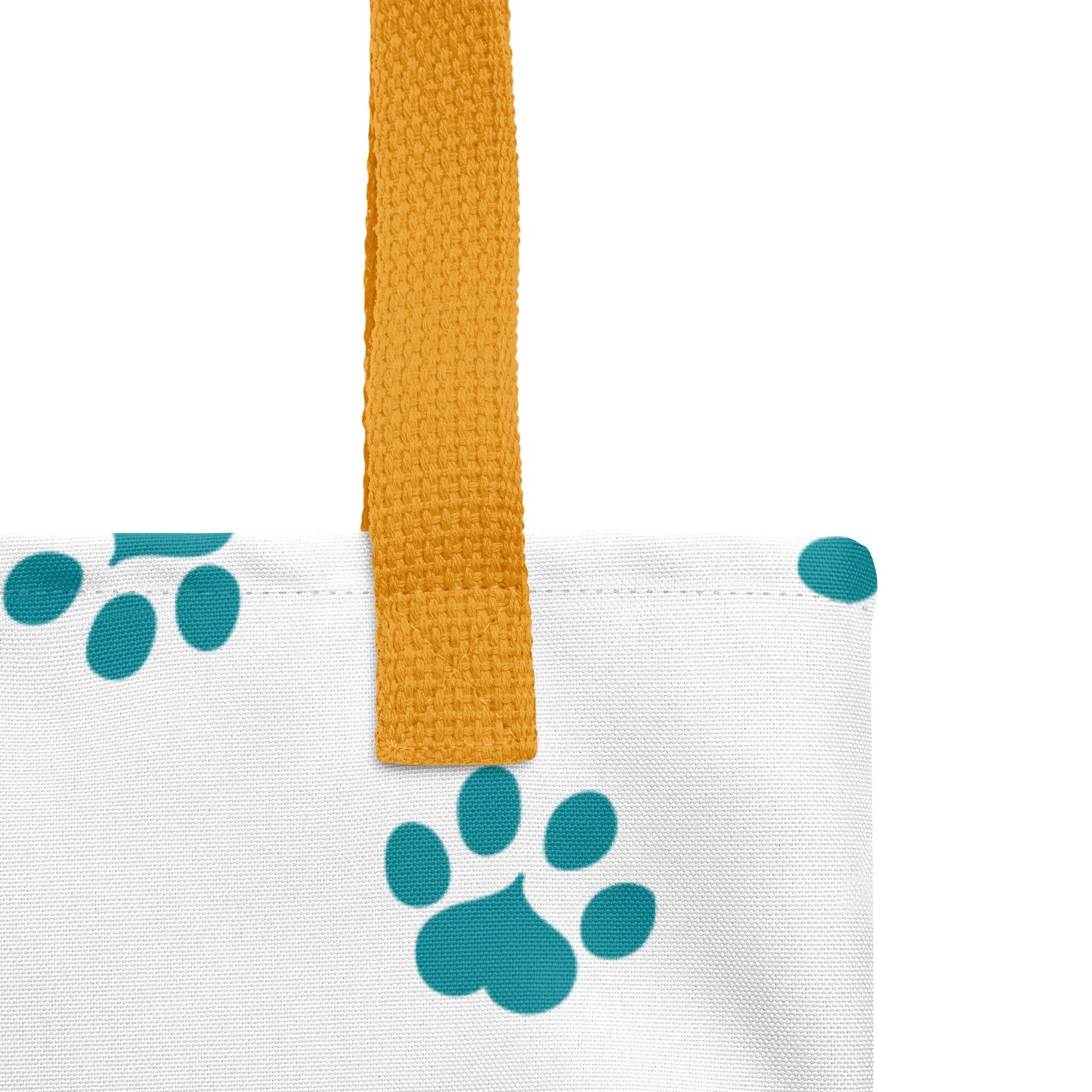 Cat Paw Tote Bag - White, Teal, Yellow