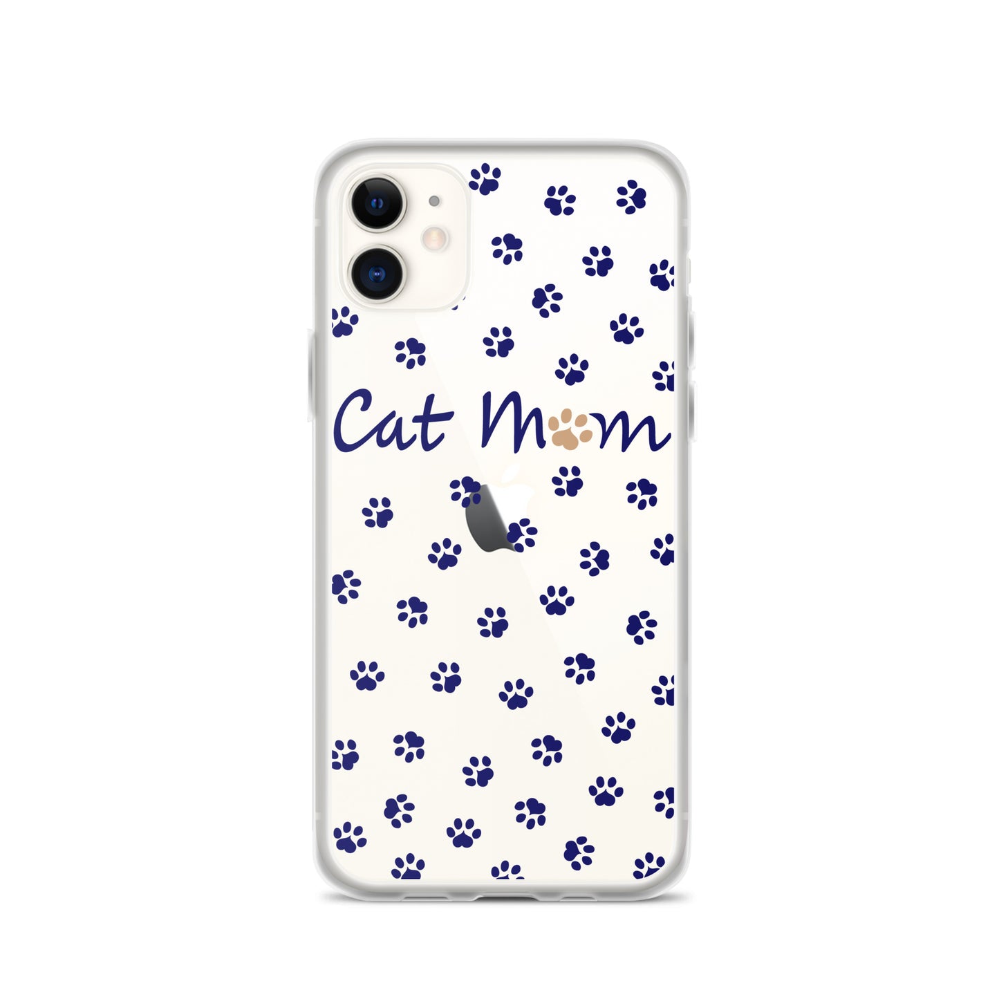 Cat Mom - Navy Paws - Clear Case for iPhone®
