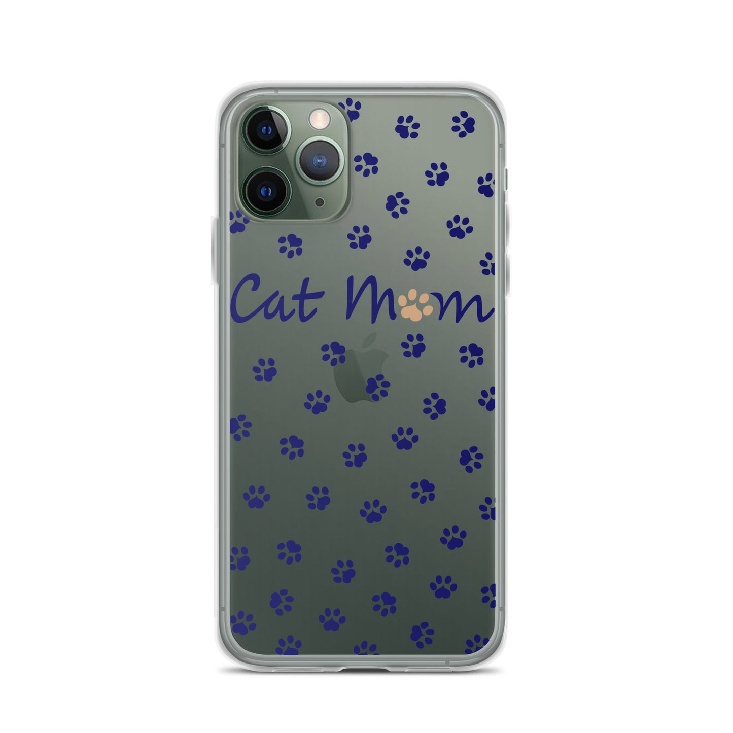 Cat Mom - Navy Paws - Clear Case for iPhone®