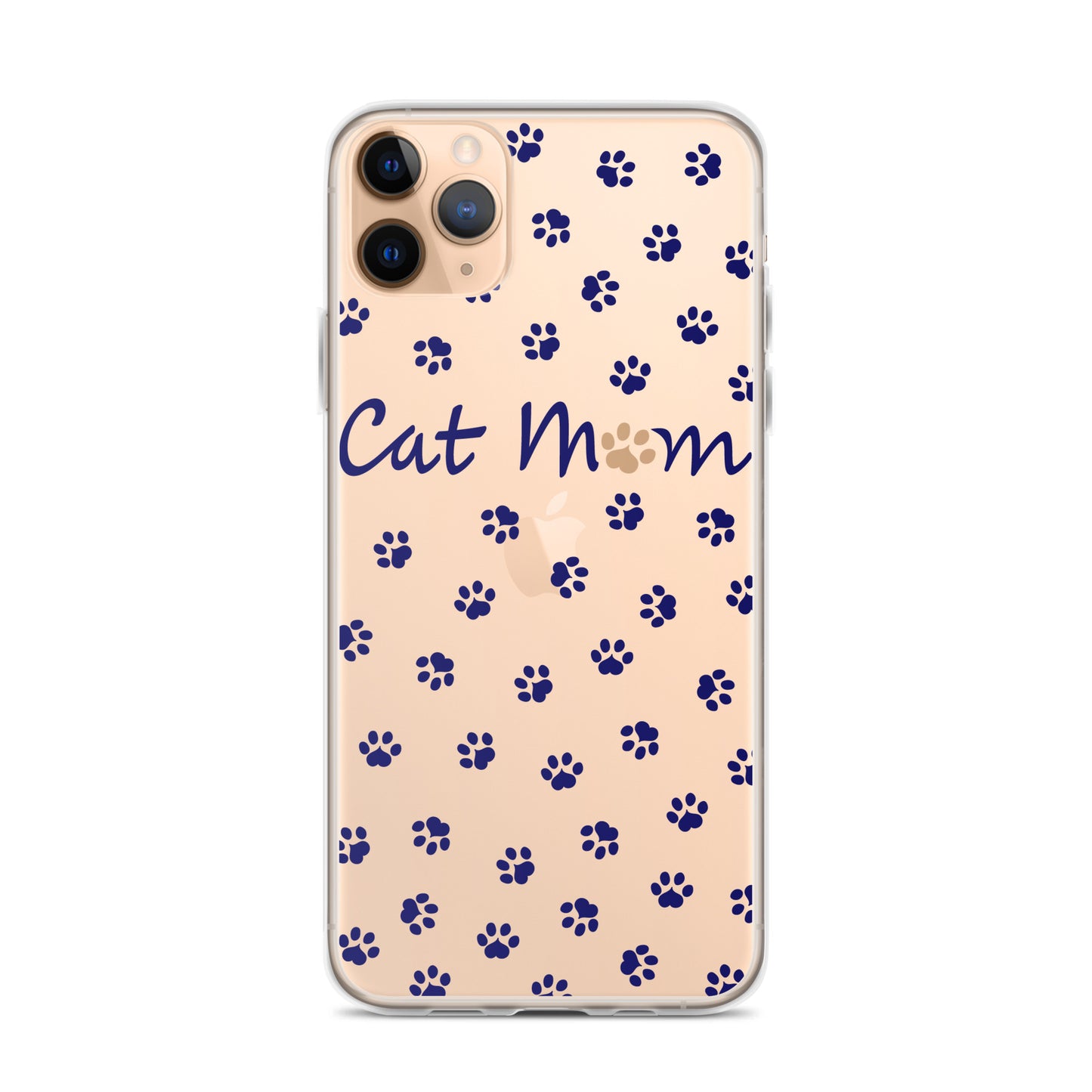 Cat Mom - Navy Paws - Clear Case for iPhone®