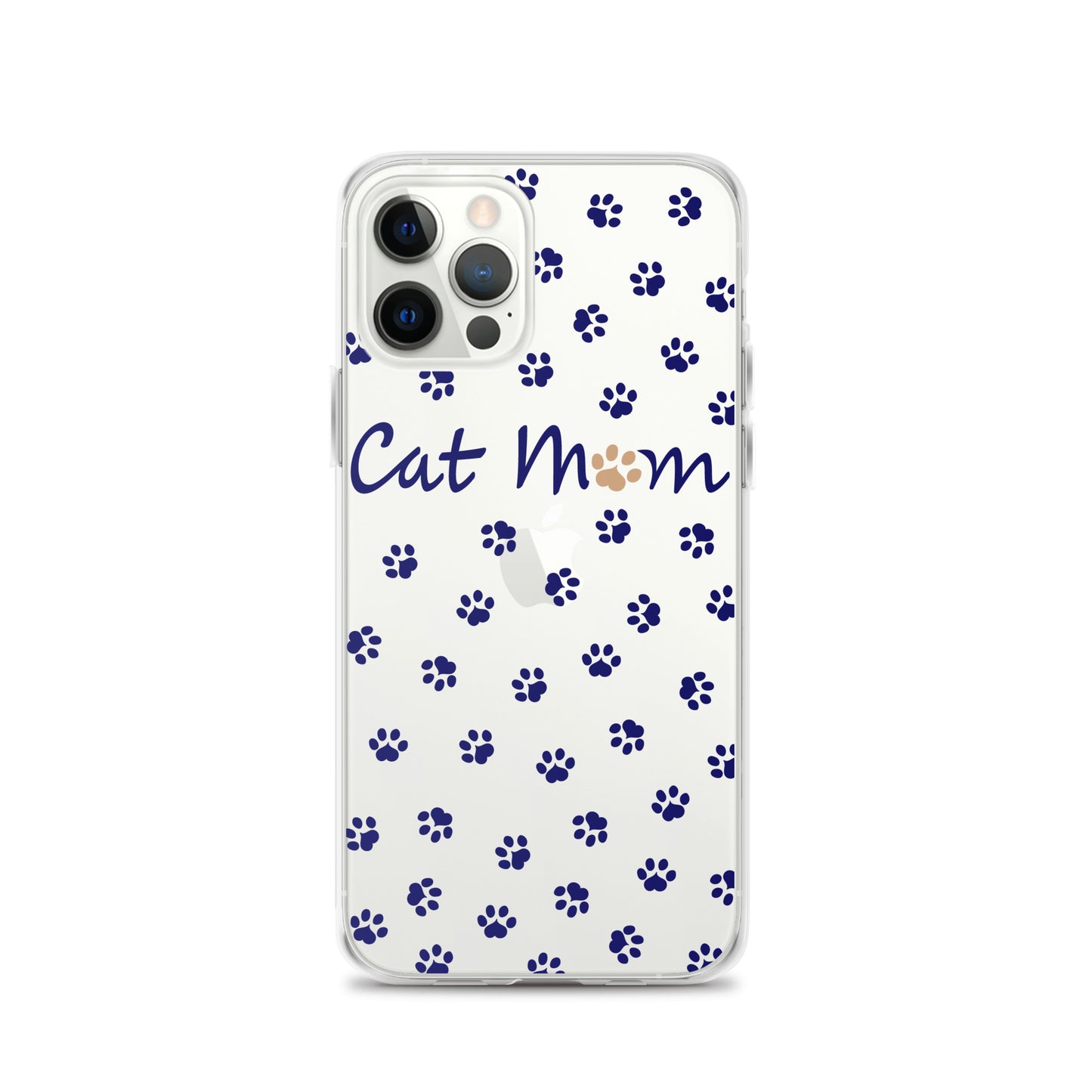 Cat Mom - Navy Paws - Clear Case for iPhone®