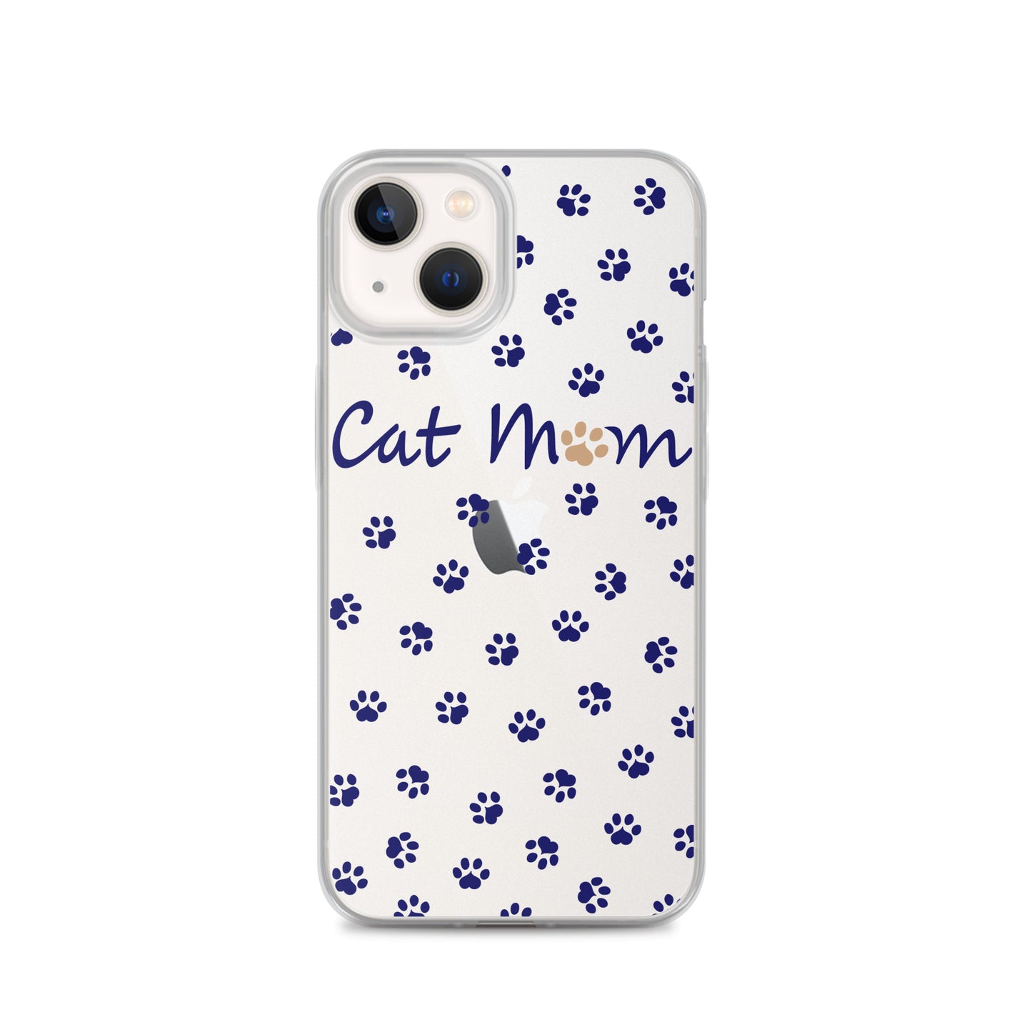 Cat Mom - Navy Paws - Clear Case for iPhone®