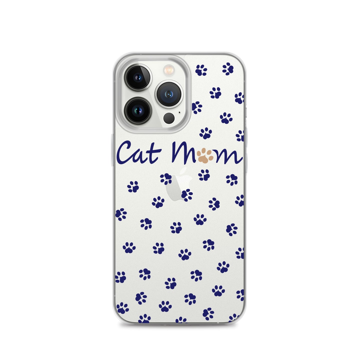 Cat Mom - Navy Paws - Clear Case for iPhone®