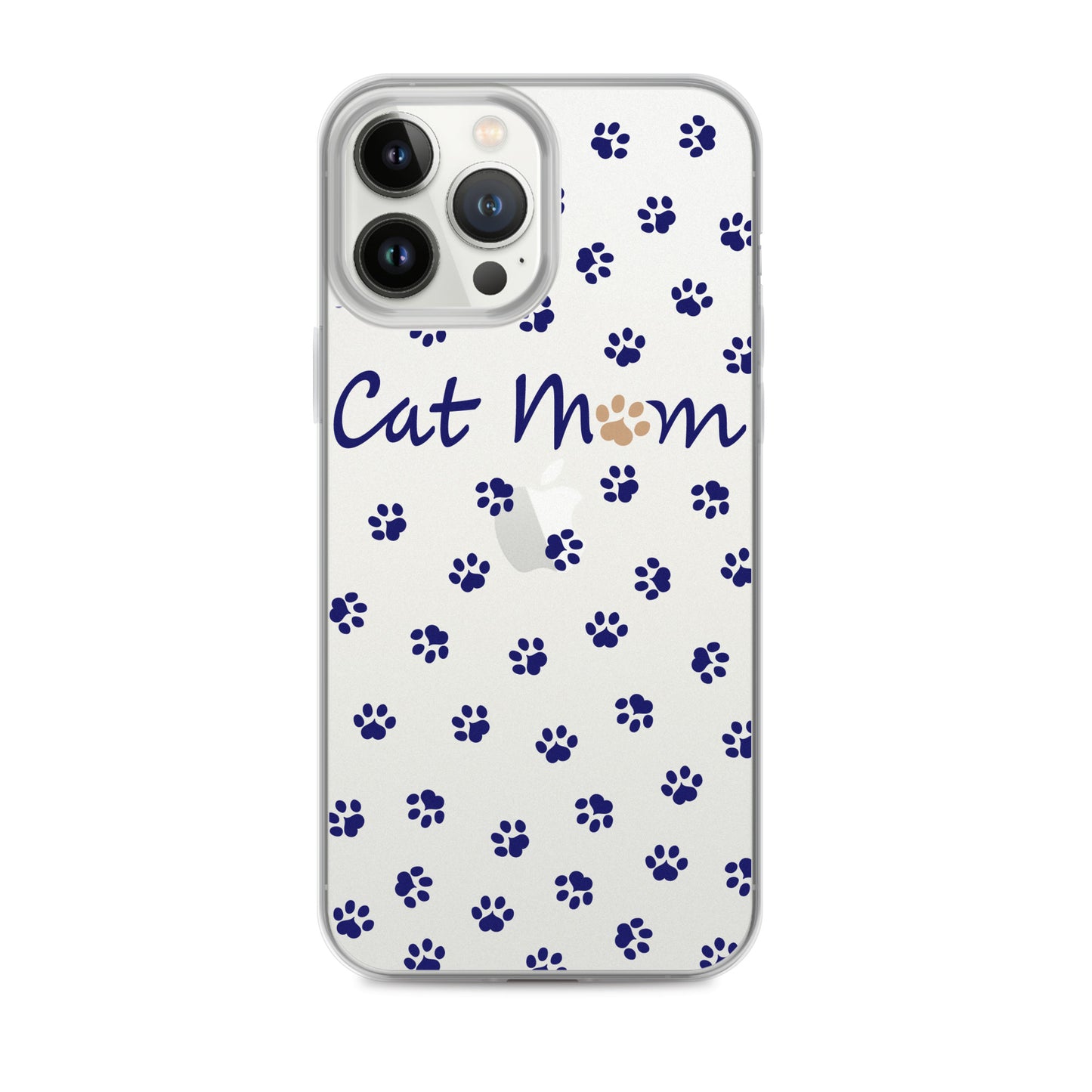 Cat Mom - Navy Paws - Clear Case for iPhone®