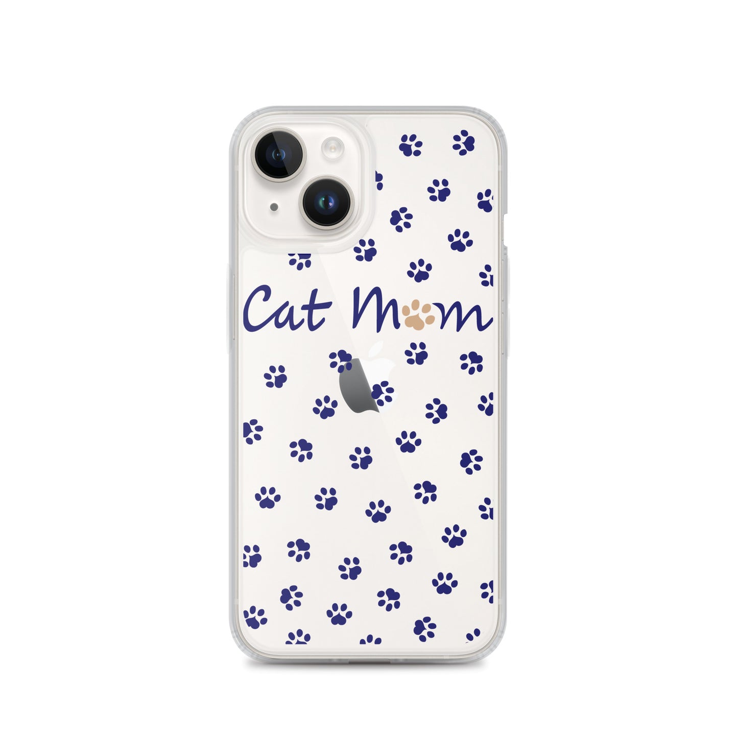 Cat Mom - Navy Paws - Clear Case for iPhone®