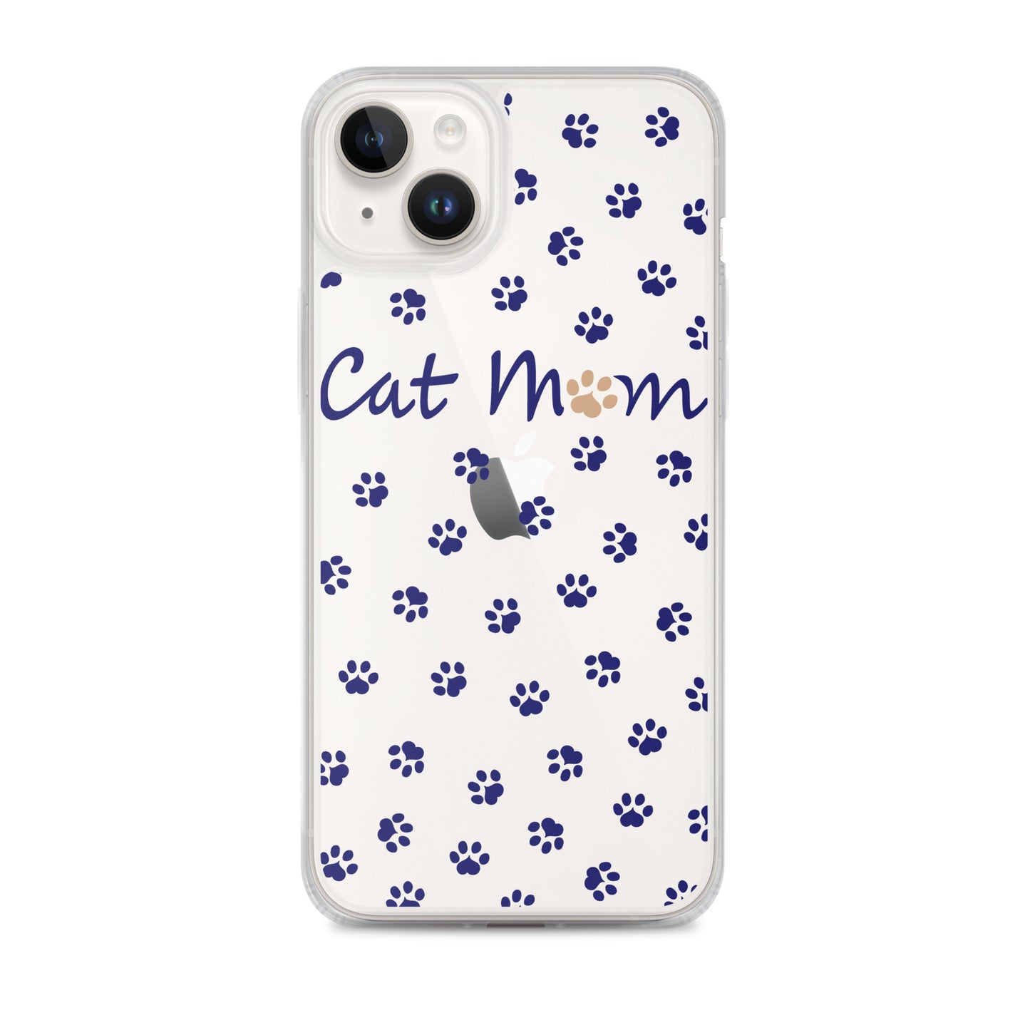 Cat Mom - Navy Paws - Clear Case for iPhone®
