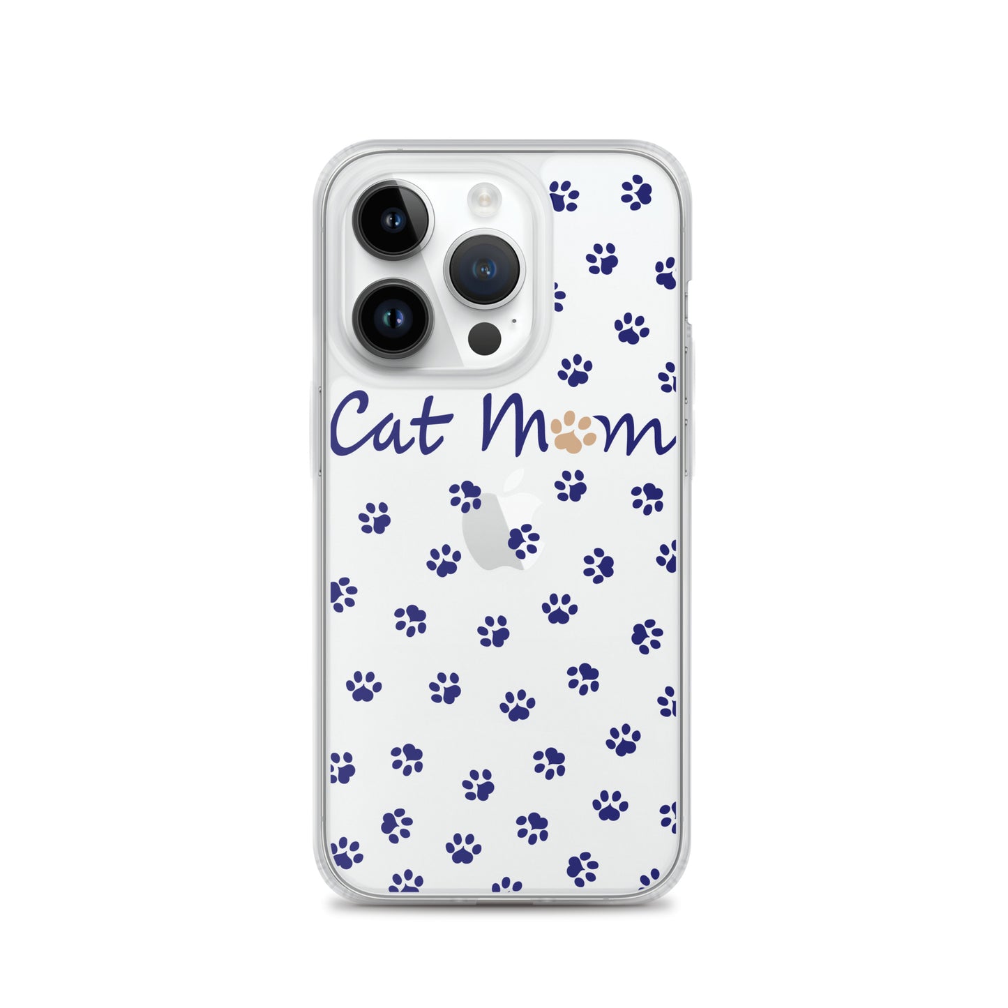 Cat Mom - Navy Paws - Clear Case for iPhone®