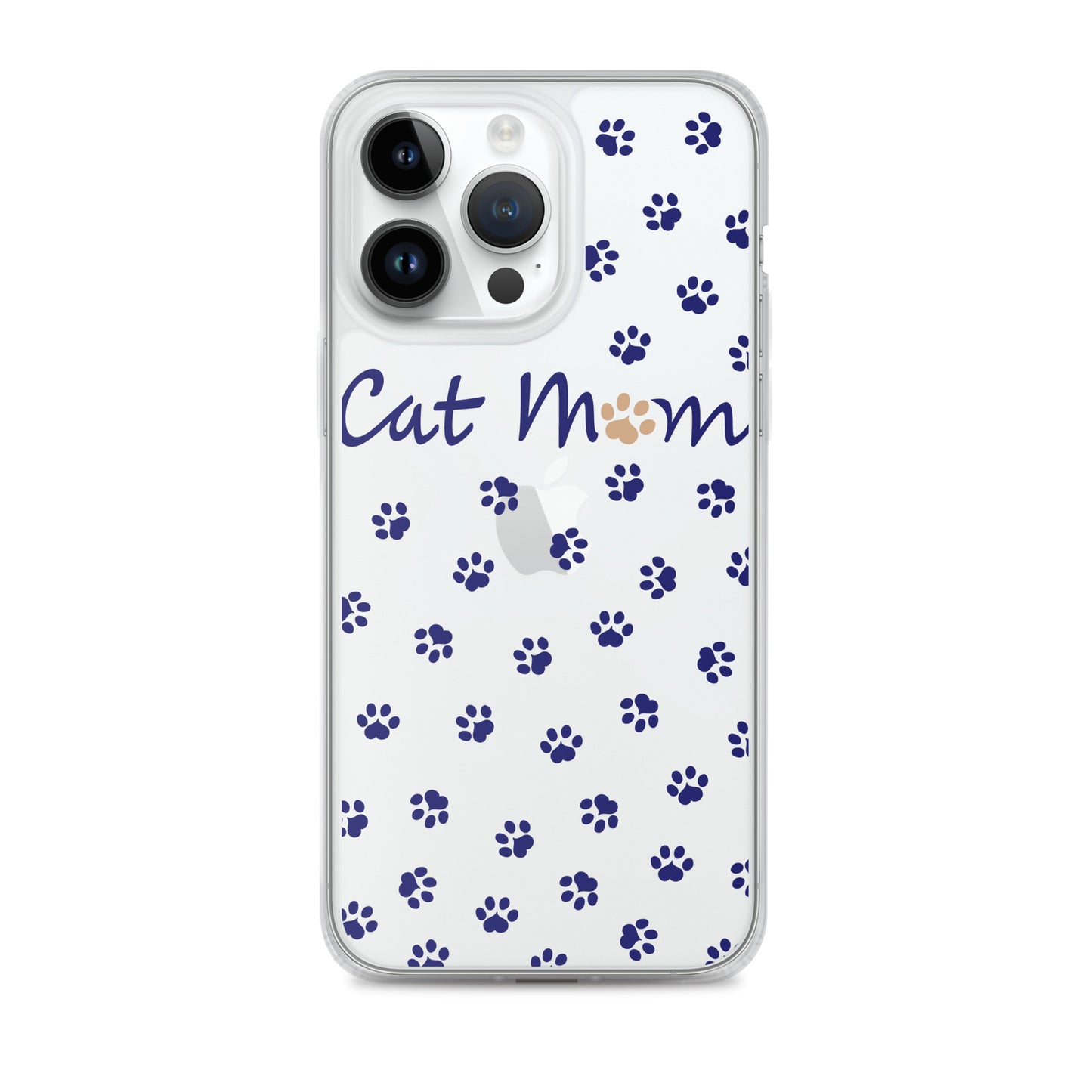 Cat Mom - Navy Paws - Clear Case for iPhone®
