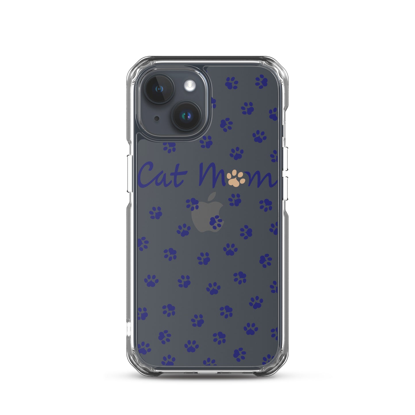 Cat Mom - Navy Paws - Clear Case for iPhone®