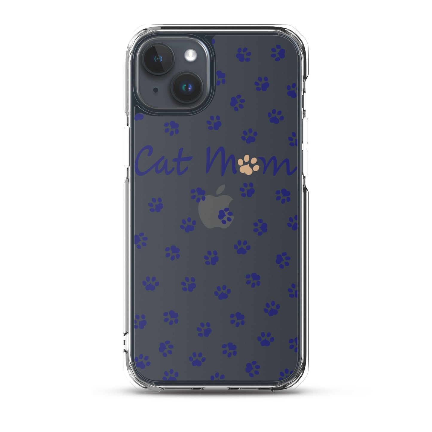 Cat Mom - Navy Paws - Clear Case for iPhone®