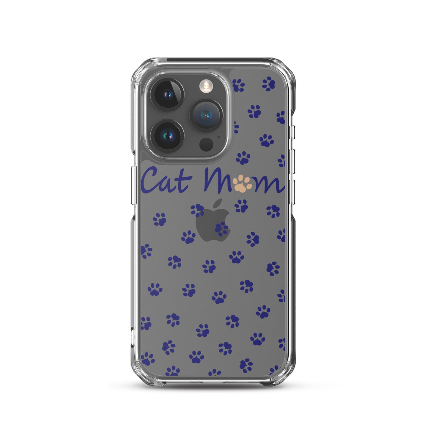 Cat Mom - Navy Paws - Clear Case for iPhone®