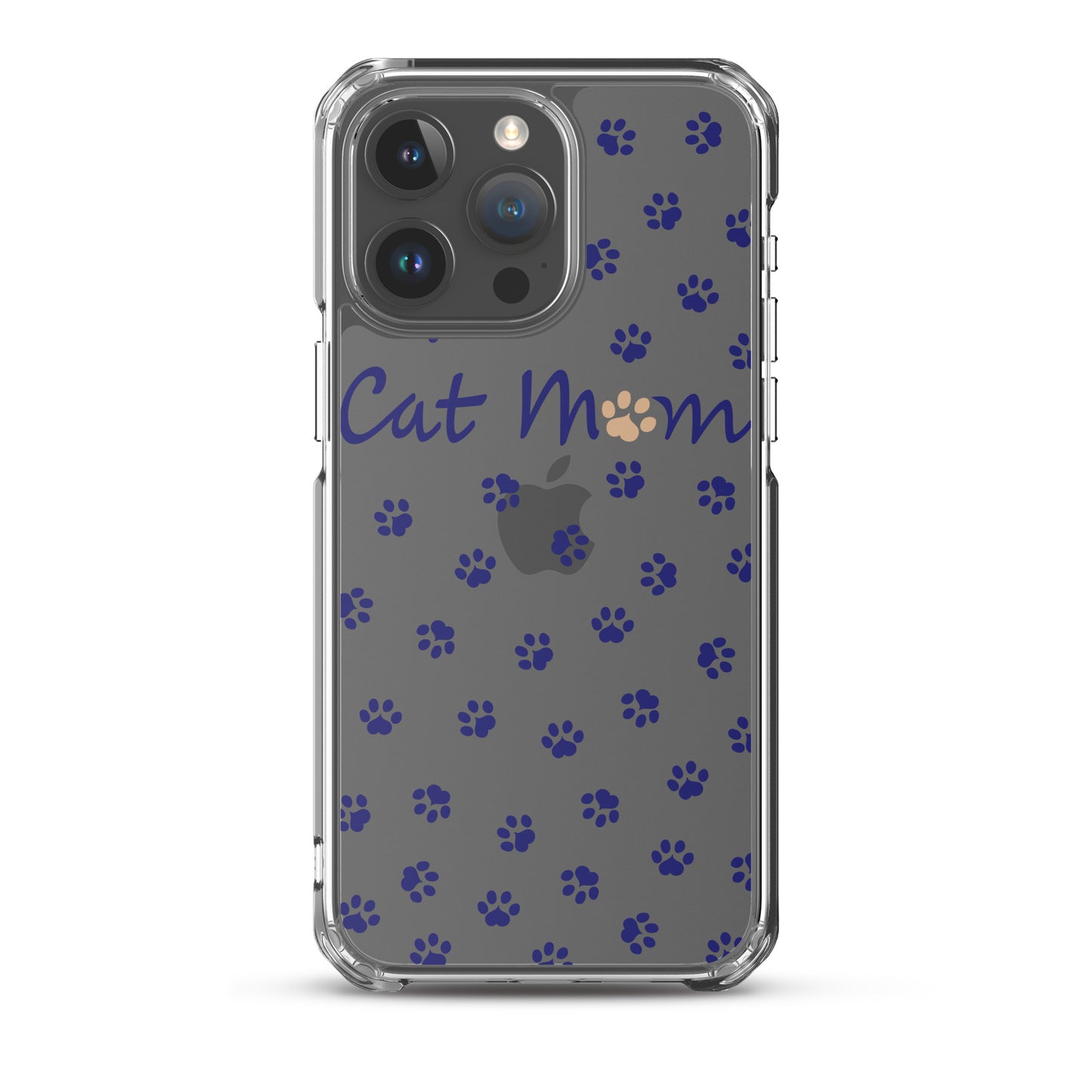 Cat Mom - Navy Paws - Clear Case for iPhone®