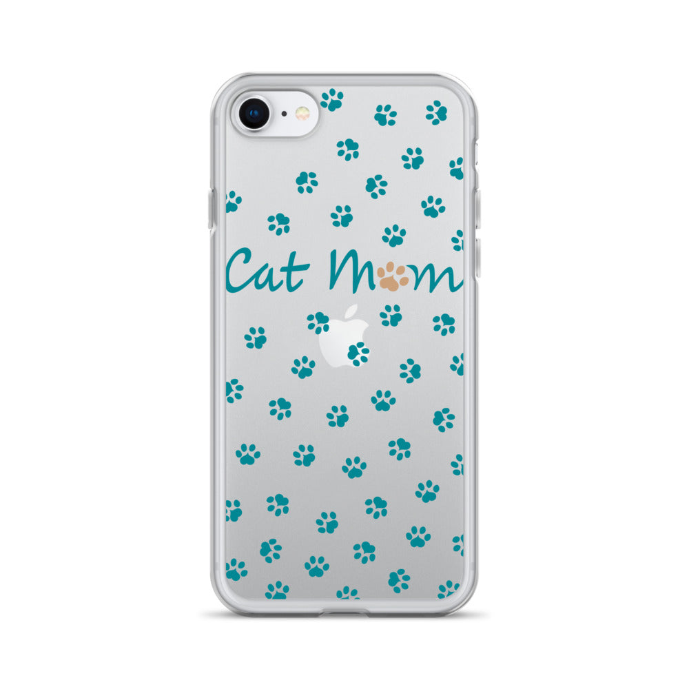 Cat Mom - Teal Paws - Clear Case for iPhone®
