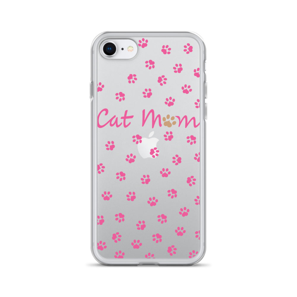 Cat Mom - Pink Paws - Clear Case for iPhone®