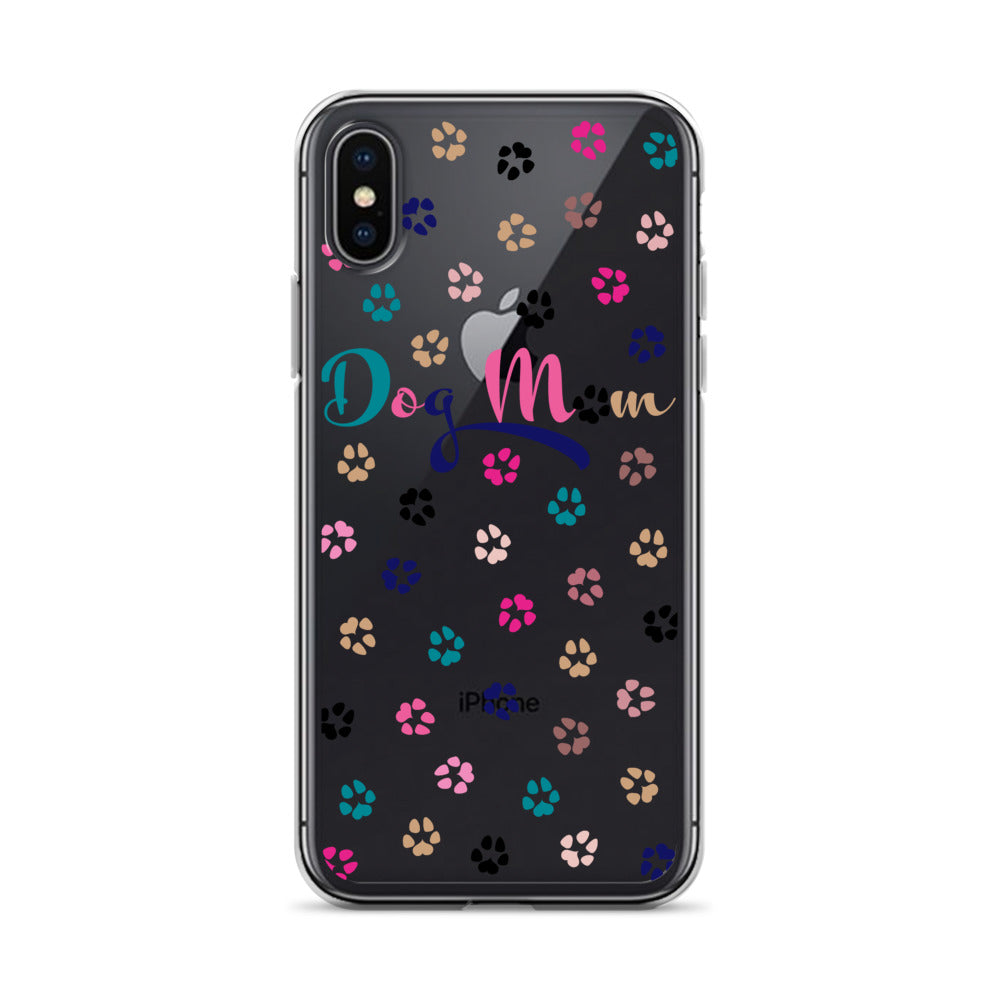 Dog Mom - Multi-Color Paws - Clear Case for iPhone®
