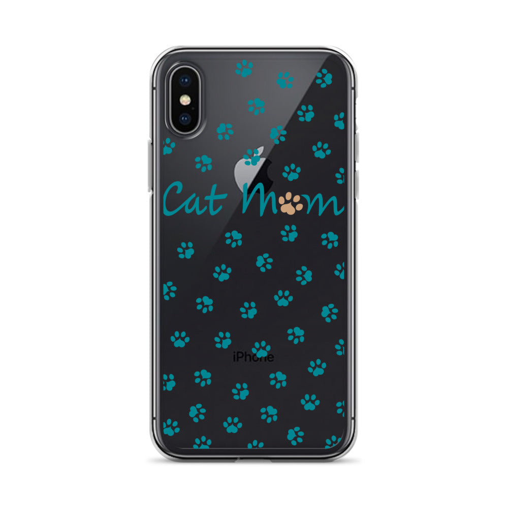 Cat Mom - Teal Paws - Clear Case for iPhone®