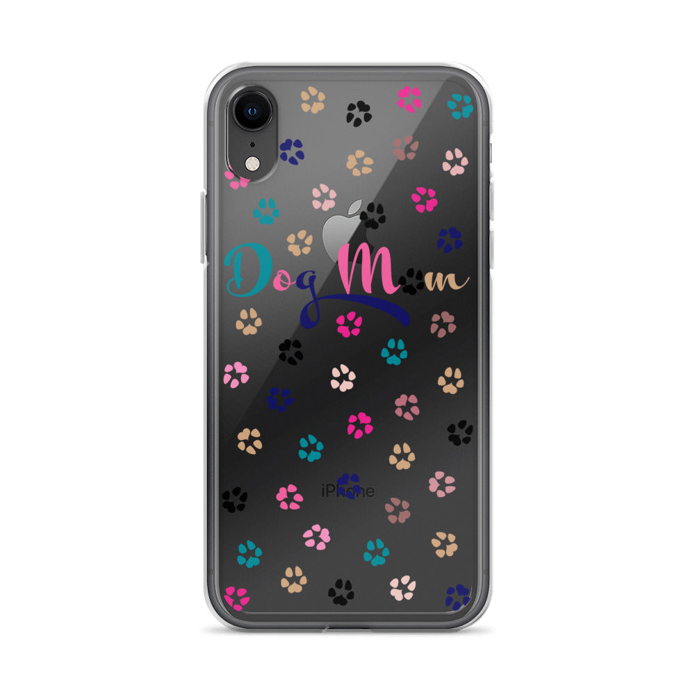 Dog Mom - Multi-Color Paws - Clear Case for iPhone®