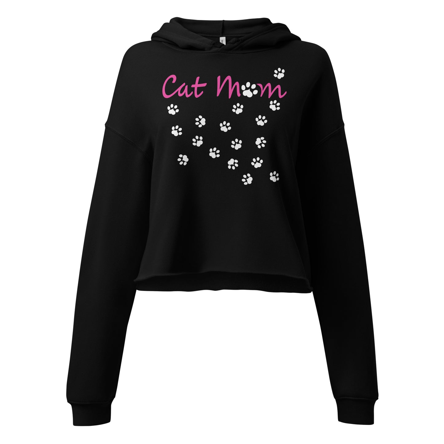 Cat Mom Scattered Paws Cropped Hoodie