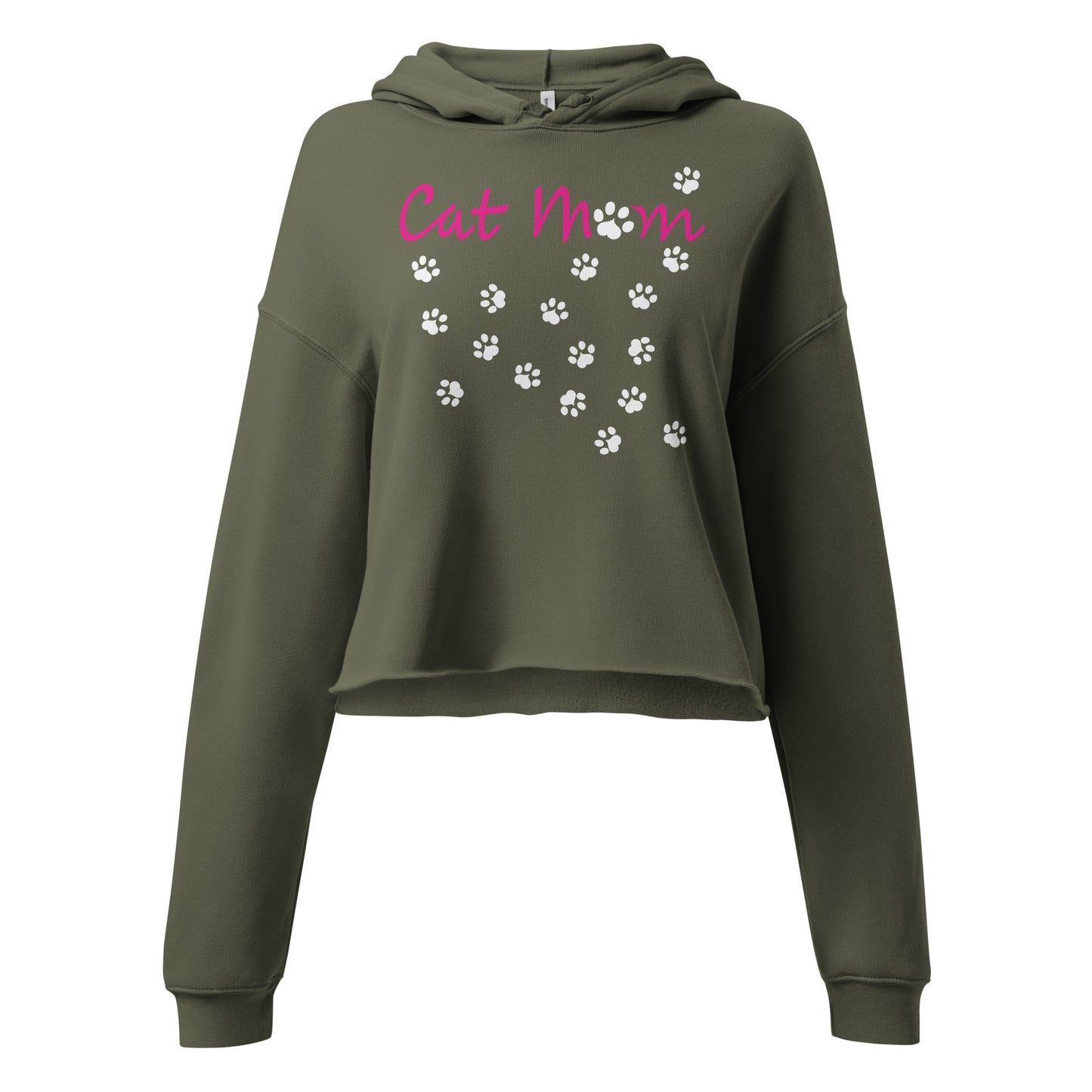Cat Mom Scattered Paws Cropped Hoodie
