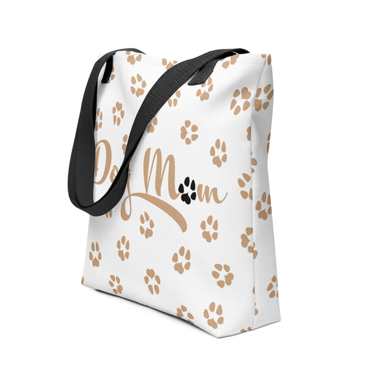 Dog Paw Prints Tote Bag - White, Gold & Black