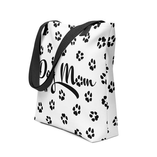 Dog Paw Prints Tote Bag - White & Black