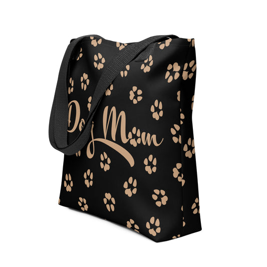 Dog Paw Prints Tote Bag - Black & Gold