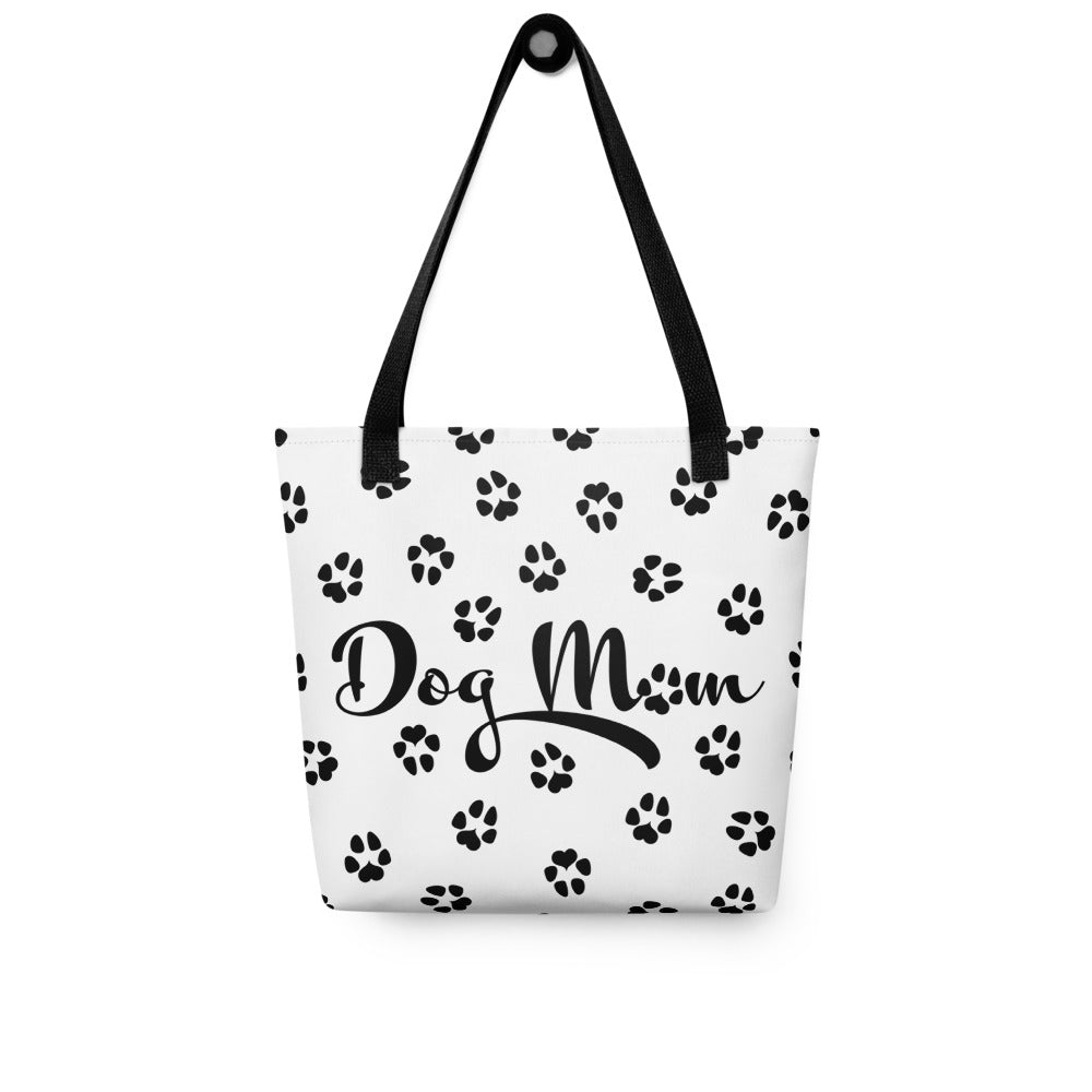 Dog Paw Prints Tote Bag - White & Black