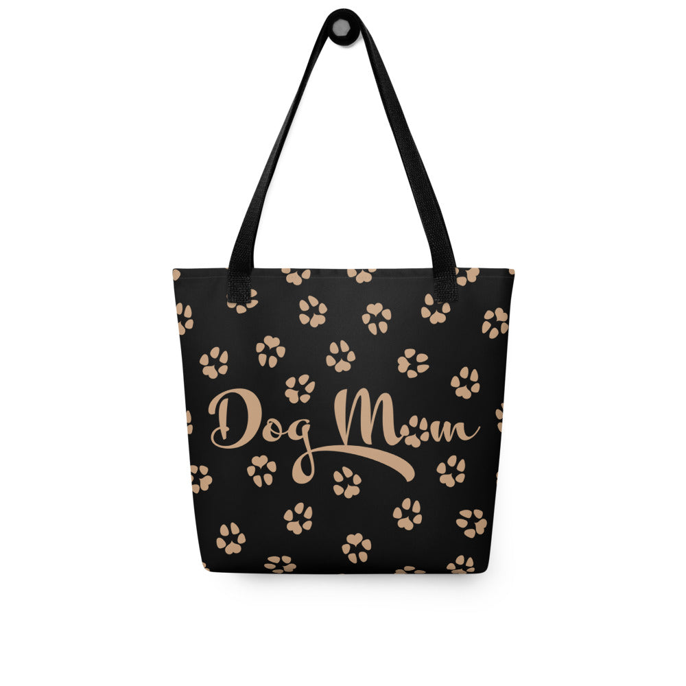 Dog Paw Prints Tote Bag - Black & Gold