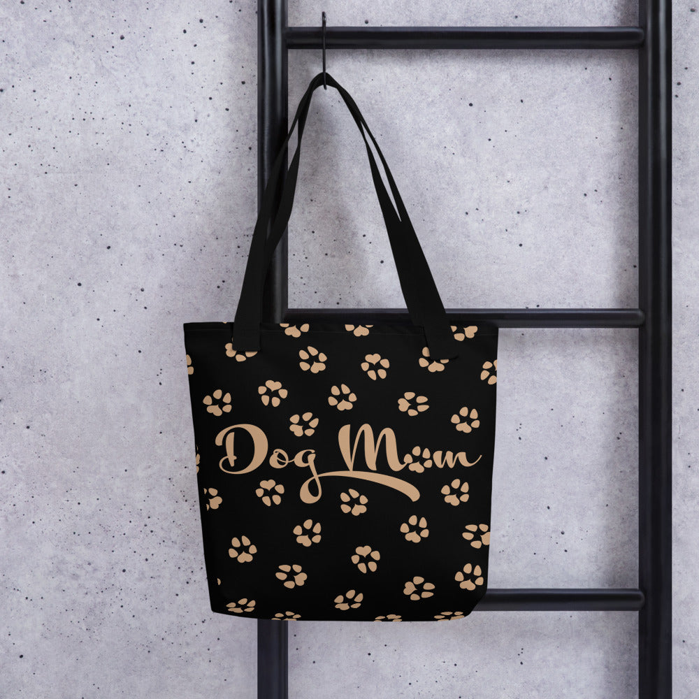 Dog Paw Prints Tote Bag - Black & Gold