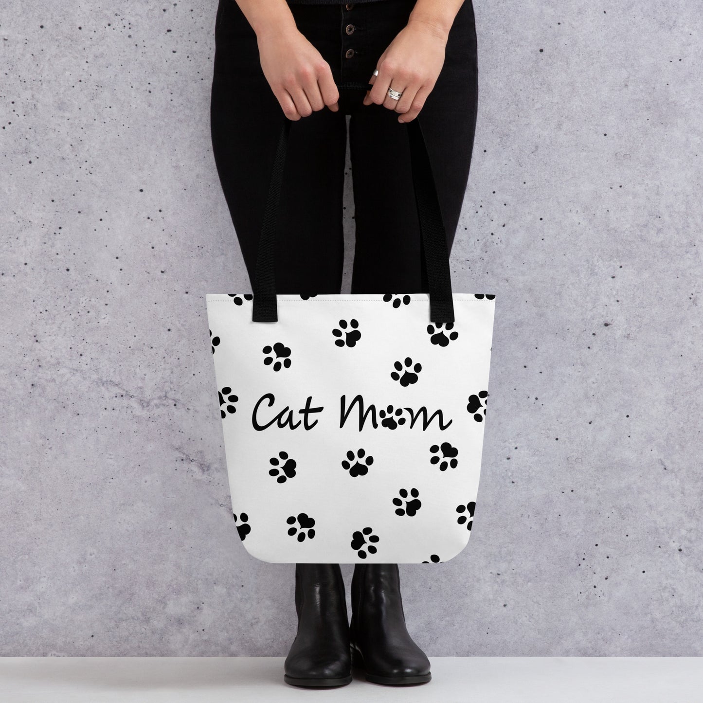 Cat Paw Prints Tote Bag - White & Black