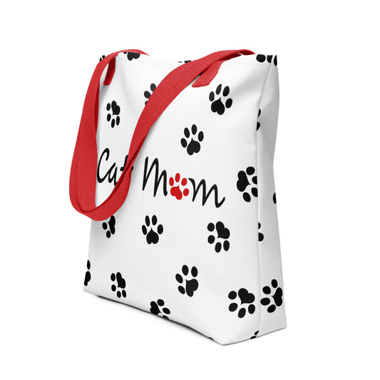 Cat Paw Tote Bag - White, Black, Red