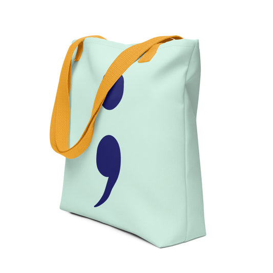 Awareness Tote - Pale Green / Navy / Warm Yellow