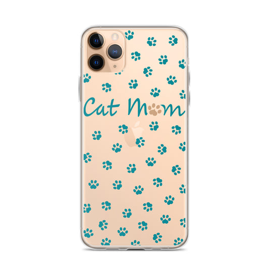 Cat Mom - Teal Paws - Clear Case for iPhone®