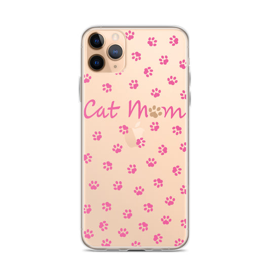 Cat Mom - Pink Paws - Clear Case for iPhone®