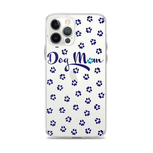Dog Mom - Navy Paws - Clear Case for iPhone®