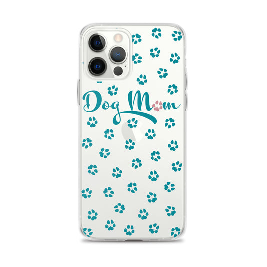 Dog Mom - Teal Paws - Clear Case for iPhone®