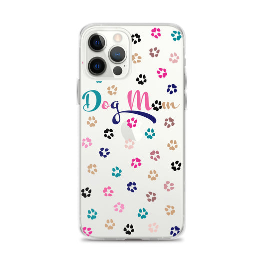 Dog Mom - Multi-Color Paws - Clear Case for iPhone®