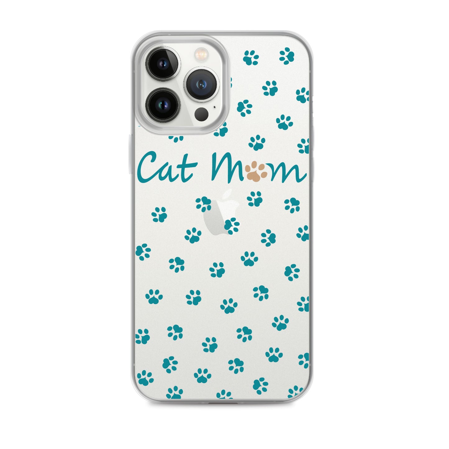 Cat Mom - Teal Paws - Clear Case for iPhone®