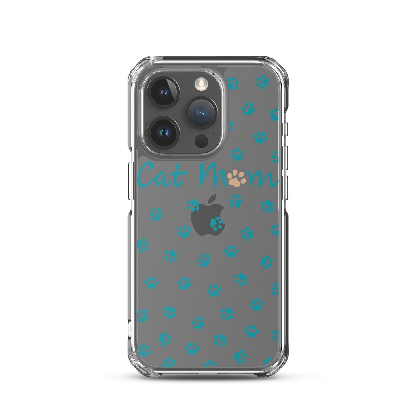 Cat Mom - Teal Paws - Clear Case for iPhone®