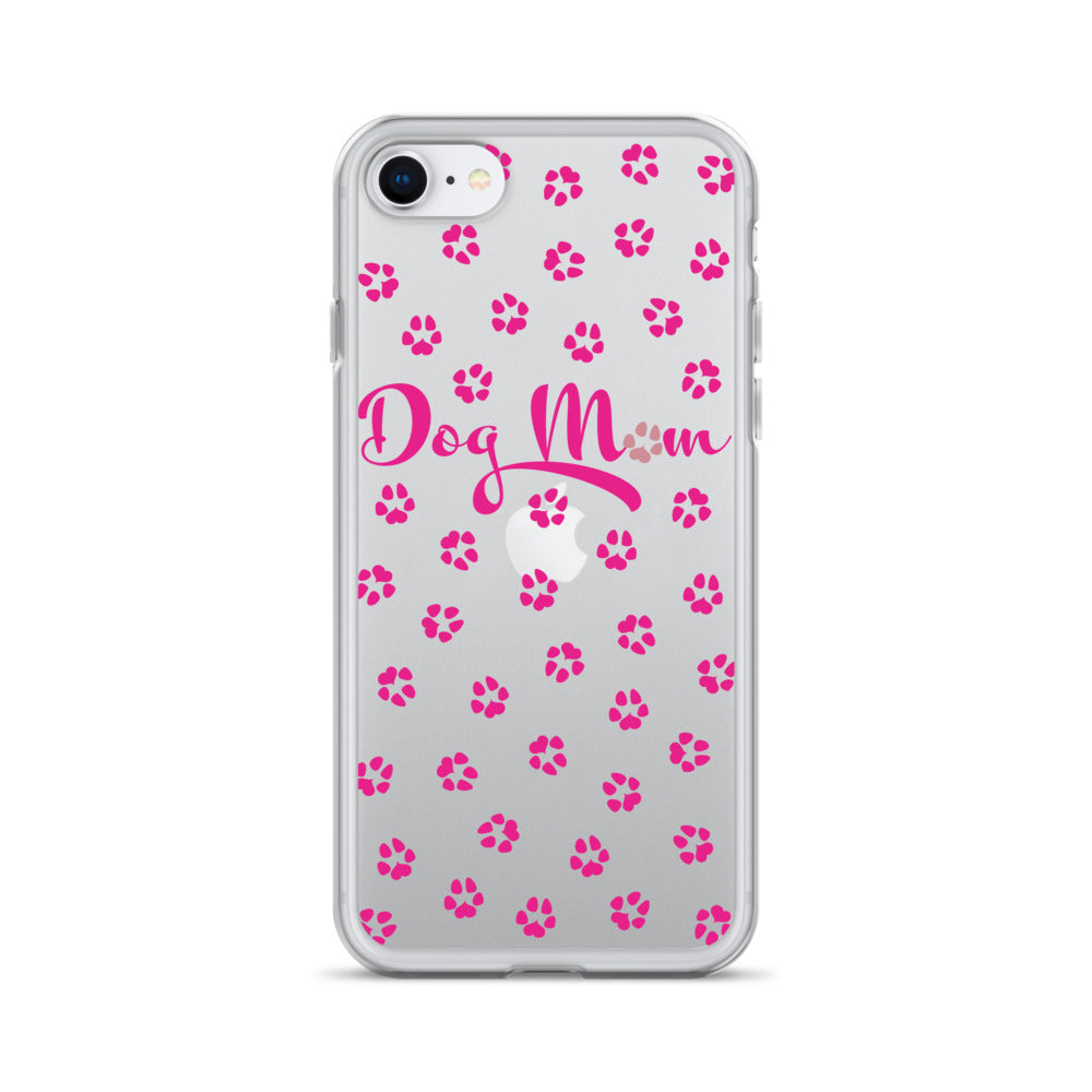 Dog Mom - Pink Paws - Clear Case for iPhone®