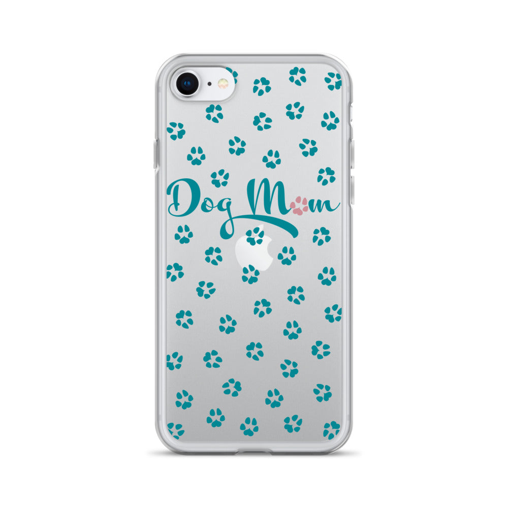 Dog Mom - Teal Paws - Clear Case for iPhone®