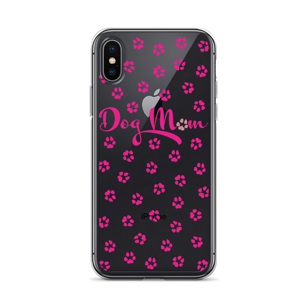 Dog Mom - Pink Paws - Clear Case for iPhone®
